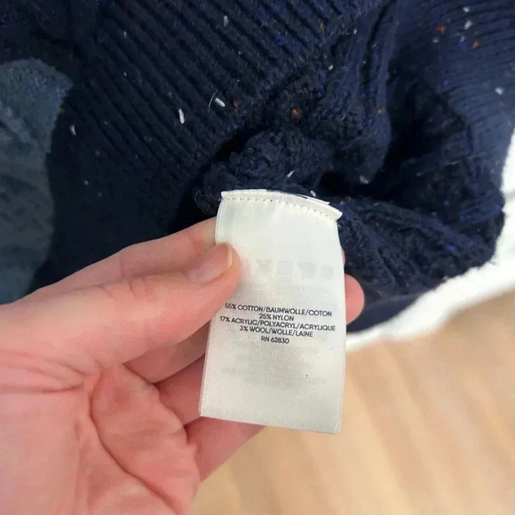 Vintage patch work cable knit crew neck cabincore sweater cotton/wool S j crew - Picture 6 of 8